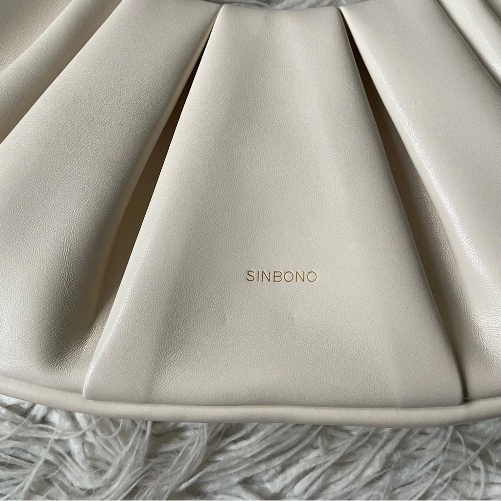 Sinbono Vegan Faux Lambskin Leather Ava Ivory Scrunch Handle Hobo Bag One Size